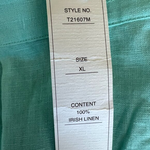 Richard Malcom NEW Irish Linen Button Down Shirt In Turquoise Size XL - Picture 14 of 14